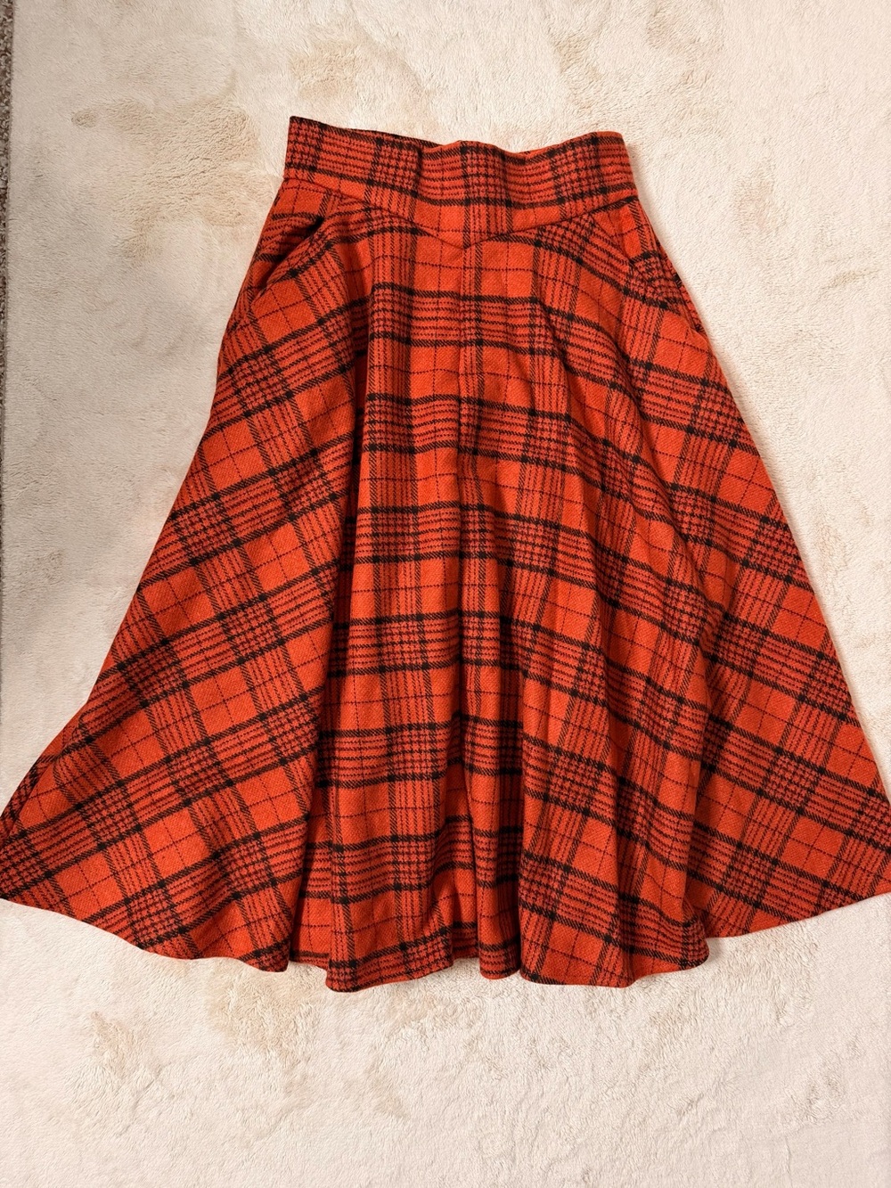 ‼️🍁Fall Retro A-Line orange  Plaid Skirt‼️🍁